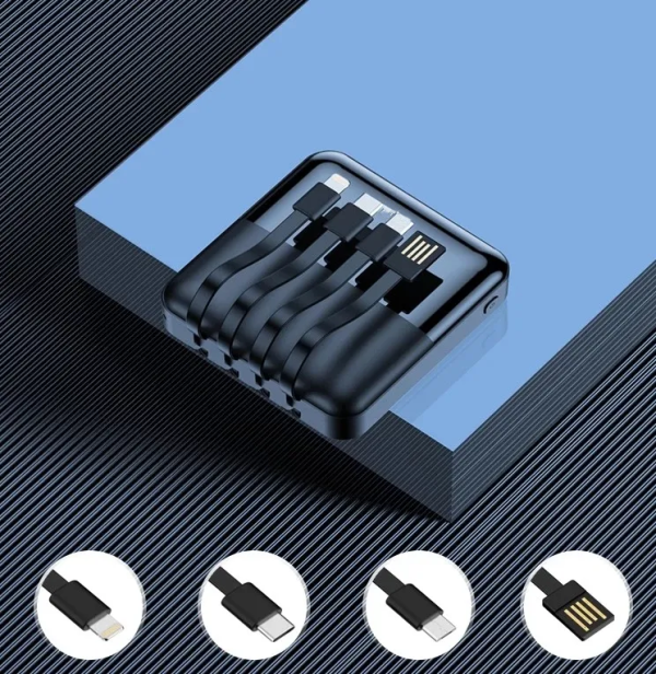 CareTick Mini Power Bank 10000mAh 22.5W Fast Charging USB C Portable Battery Charger with Built-in Cables, LED Display, 4 Output & 2 Input, Compatible with iPhone, Android, Tablets - Image 3
