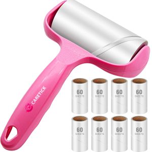 CareTick Lint Roller Remover Hair Kit, Super Sticky Reusable Lint Remover for Furniture, Bed, Dog-Cat Hair, carpet, clothes, car seat, dust, and sticky fluff brush with 540 sheets(1 Handles+9 Rolls)