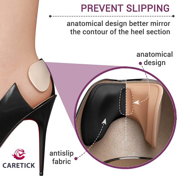 CareTick Heel Grip Liners Heel Protector (12 Pcs) Heel Cushion Pads for Loose Shoes, Self-Adhesive Heel Liners, Improved inner Sole Preventing Heel Slipping & Blisters (MHP-12) - Image 2
